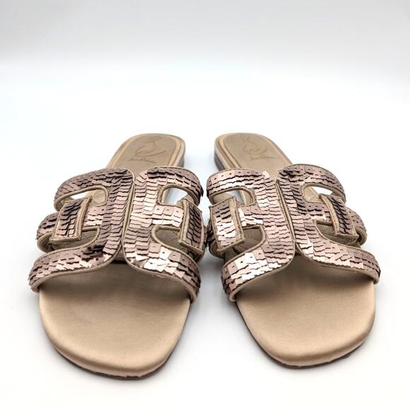 Sam Edelman Bay Glamour Slide Sandals Women's Molten Gold Size US8.5M EU39 - Picture 3 of 14